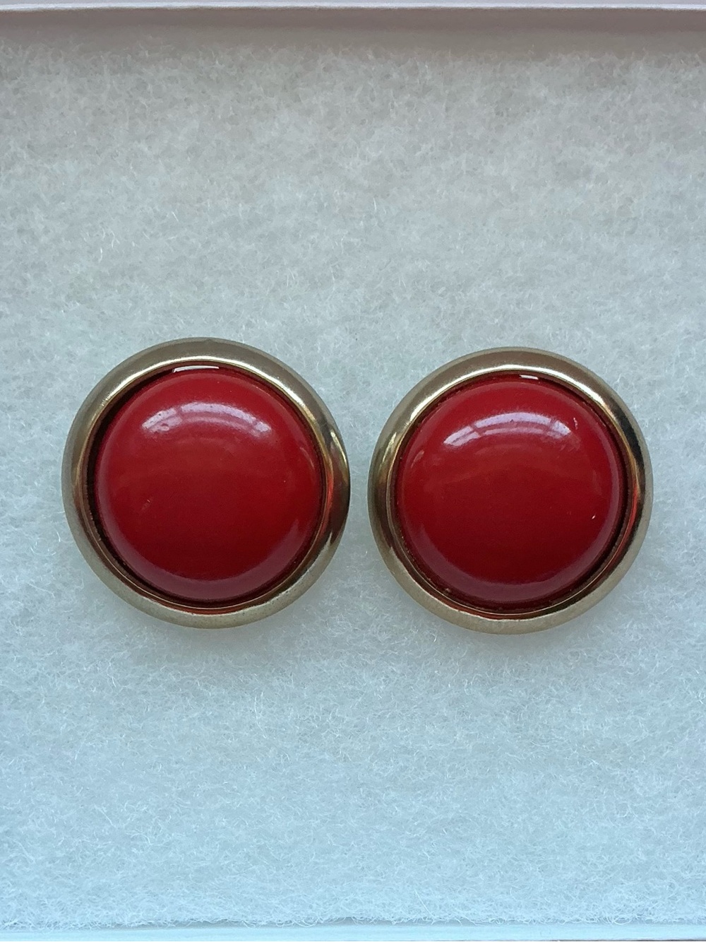 Vintage Bold Resin Dome SilverTone Button Clip On Statement Earrings
